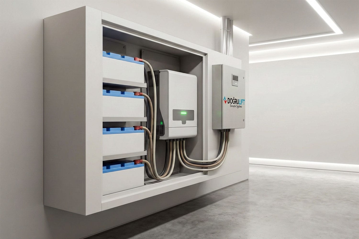 Asansörlerde UPS ve akü destekli kurtarma sisteminin çalışma prensibi